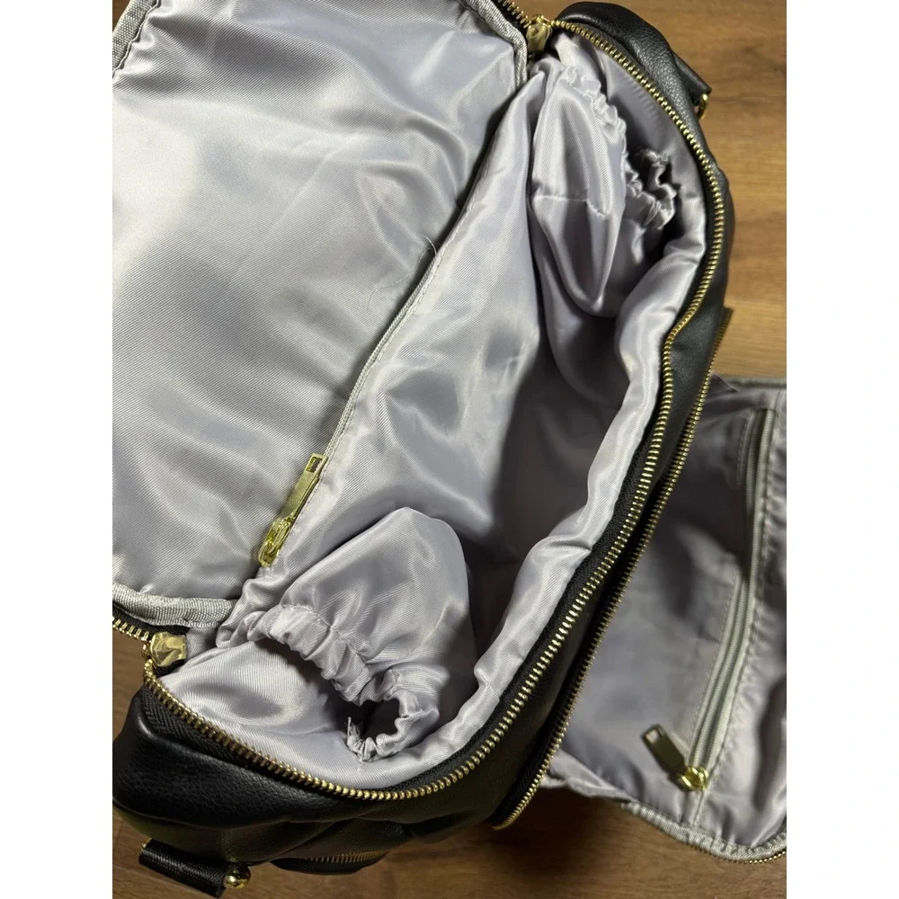 Greyfox Diaper Bag Backpack‎ Black Vegan Leather Gold Hardware